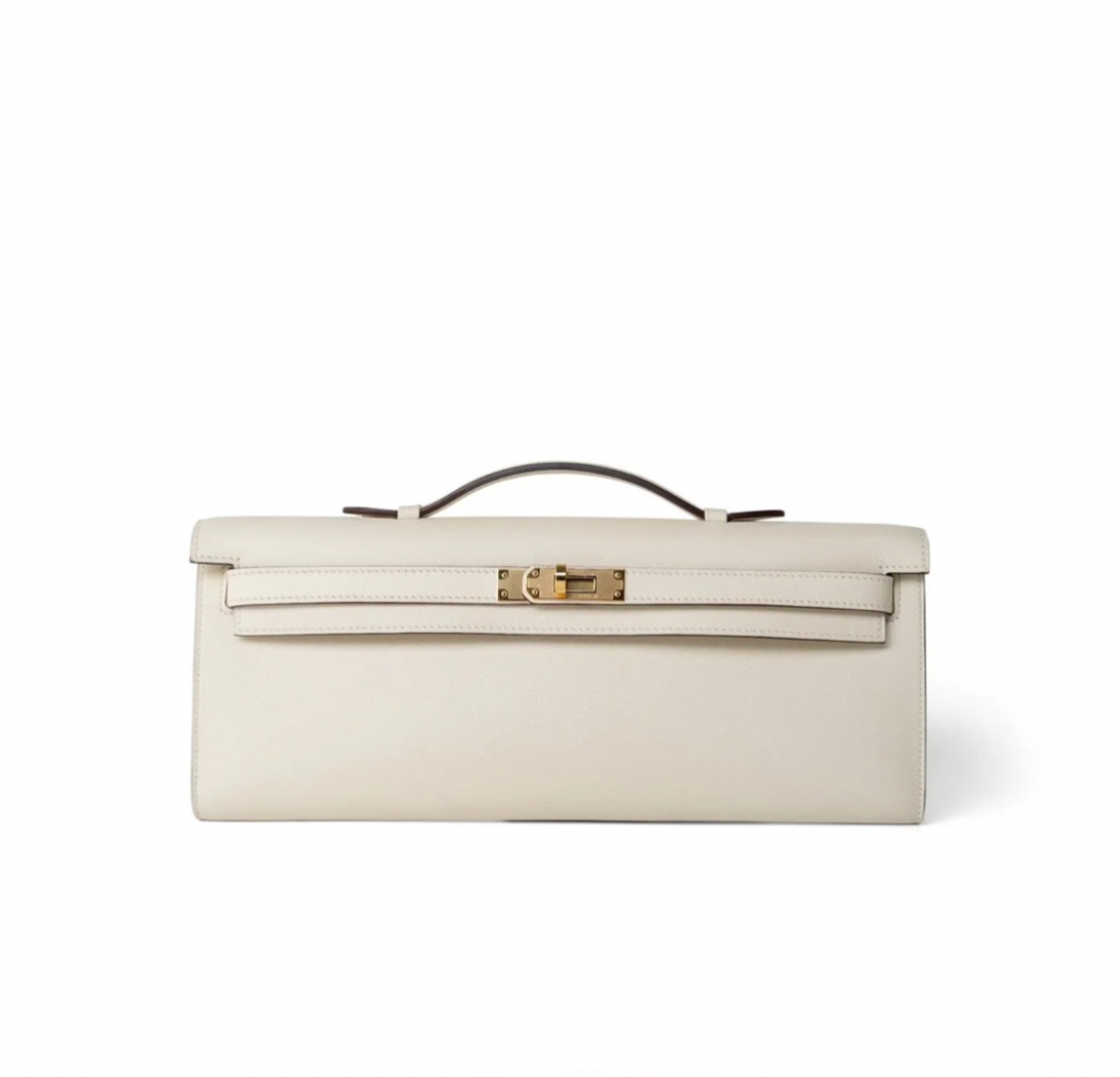 Hermès Kelly Cut Clutch Nata Swift&Gold Hardware