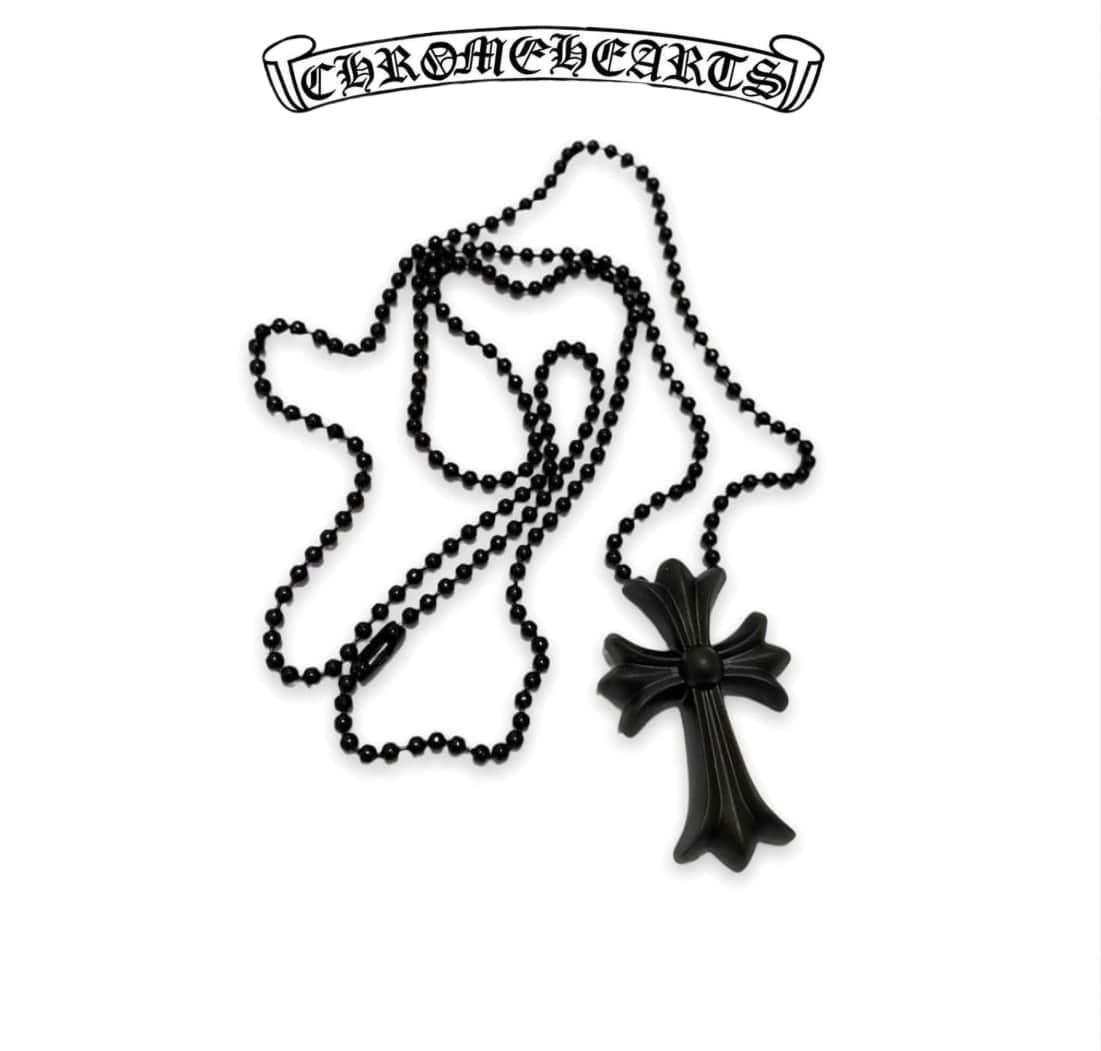 Chrome Hearts Silichrome Cross Pendant Necklace - Black