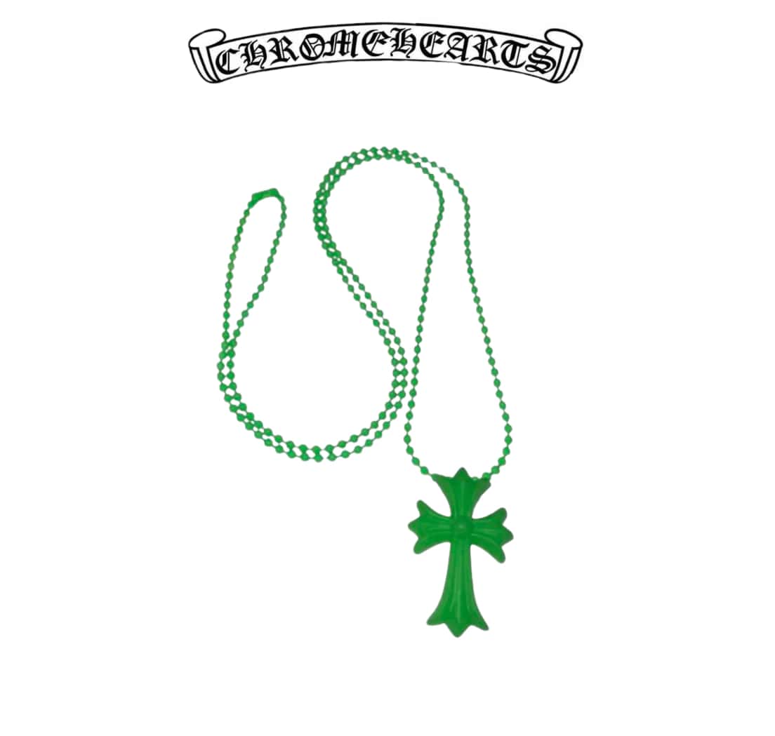 Chrome Hearts Silichrome Cross Pendant Necklace - Green