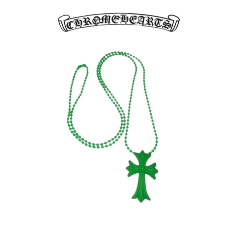 Chrome Hearts Silichrome Cross Pendant Necklace - Green