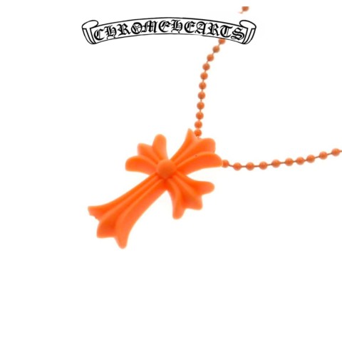 Chrome Hearts Silichrome Cross Pendant Necklace - Orange