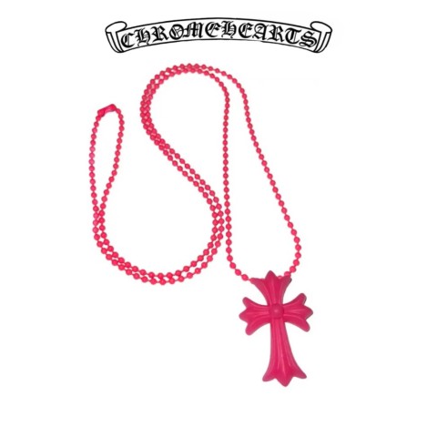 Chrome Hearts Silichrome Cross Pendant Necklace - Pink