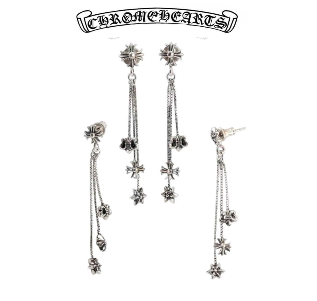 Chrome Hearts Silver Triple Dangle Earring