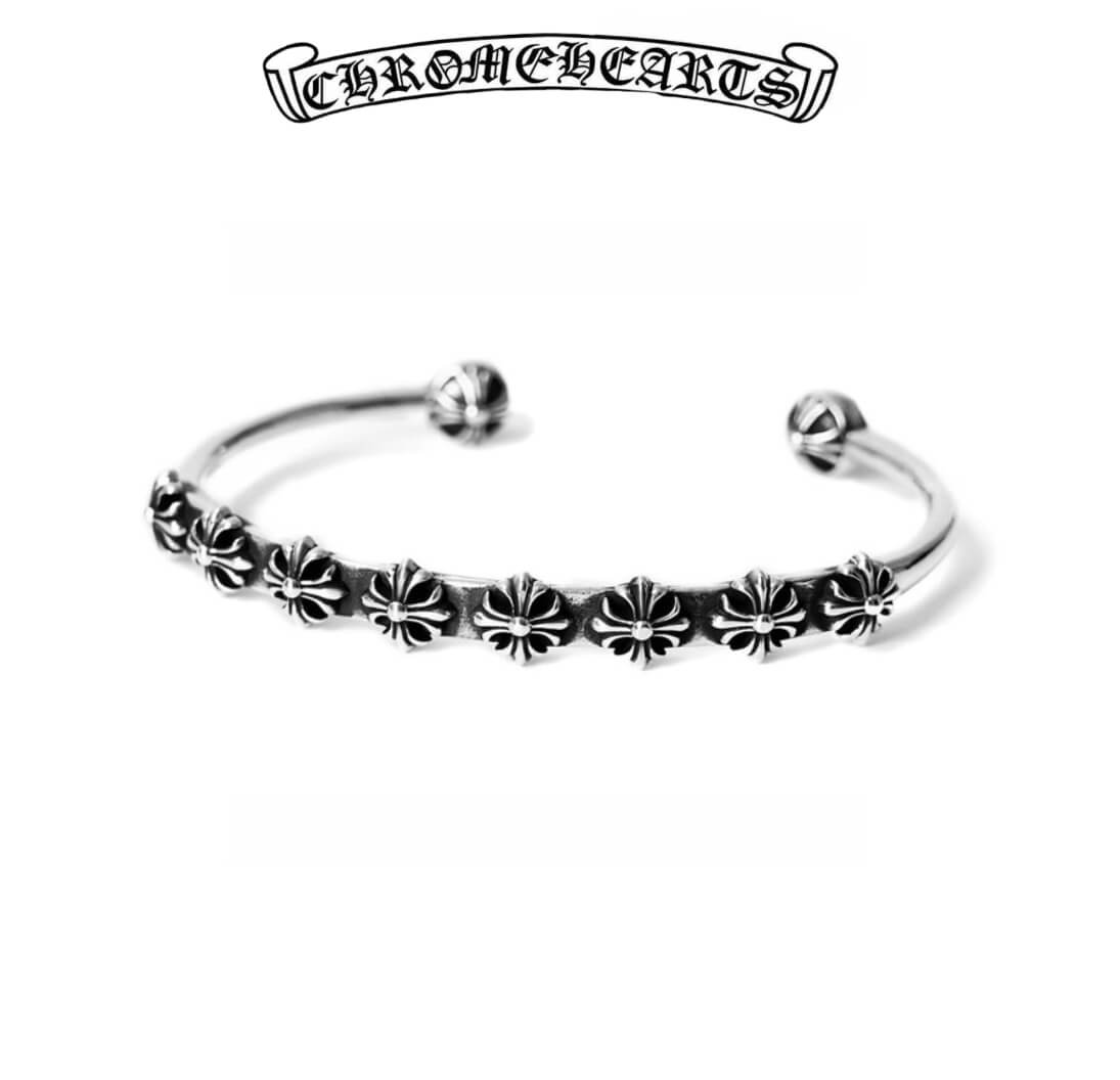 Chrome Hearts Silver CH Plus Skinny Multi Cuff