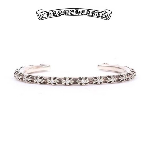 Chrome Hearts Silver CH Plus Skinny Multi Band Cuff