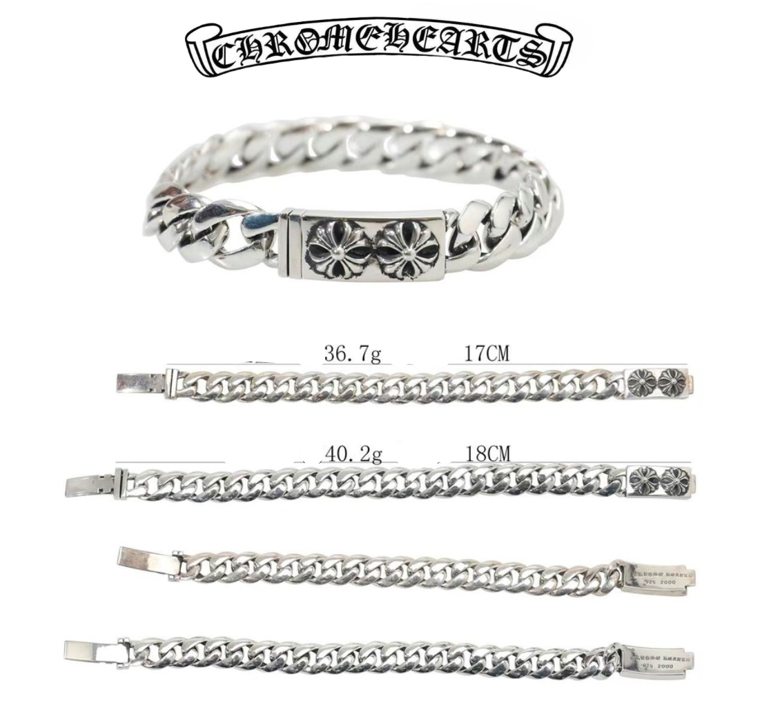 Chrome Hearts Silver Double CH CrossBracelet