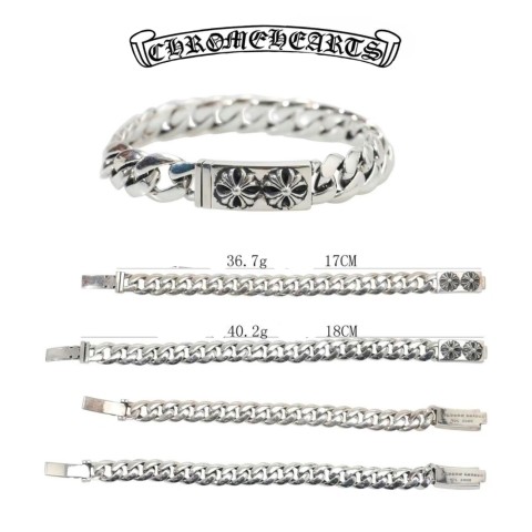 Chrome Hearts Silver Double CH CrossBracelet