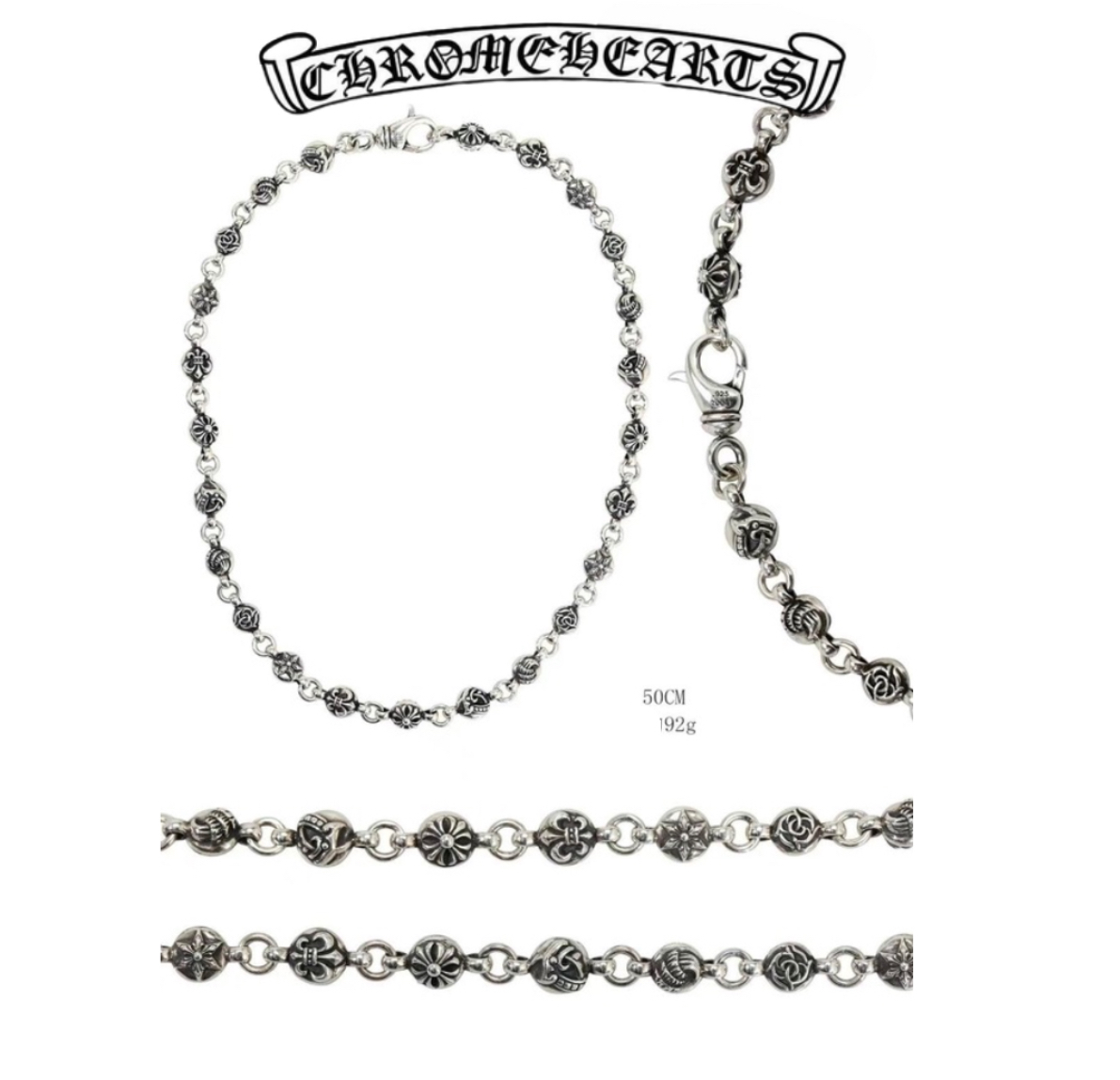 Chrome Hearts Silver Six-Element Necklace(50cm)