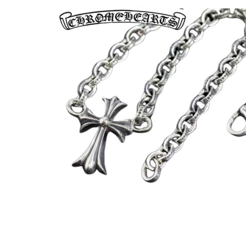 Chrome Hearts Silver Cross Thick Ring Necklace (45cm)