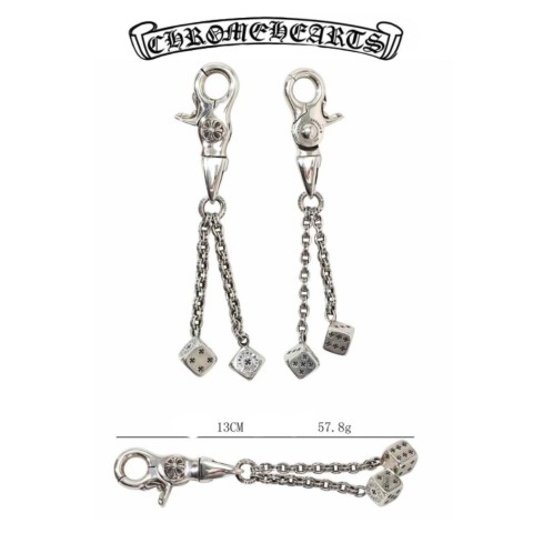 Chrome Hearts Silver Skull Cross Round Bead Chain with Hook + S Clasp