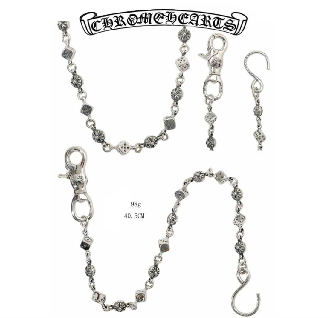 Chrome Hearts Silver Hook + S Clasp Six-Element Round Bead(40cm)