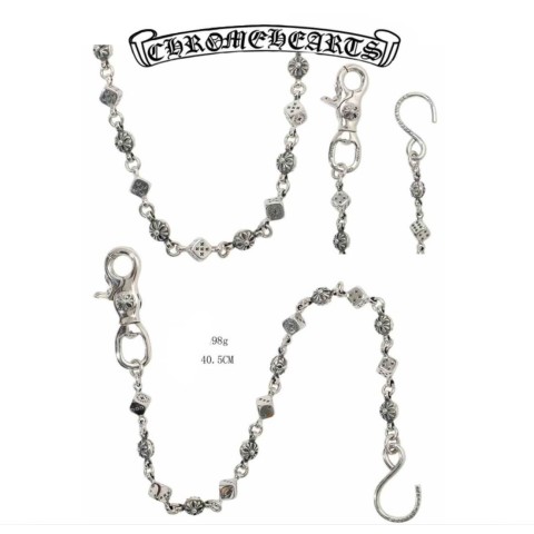 Chrome Hearts Silver Hook + S Clasp Six-Element Round Bead(40cm)