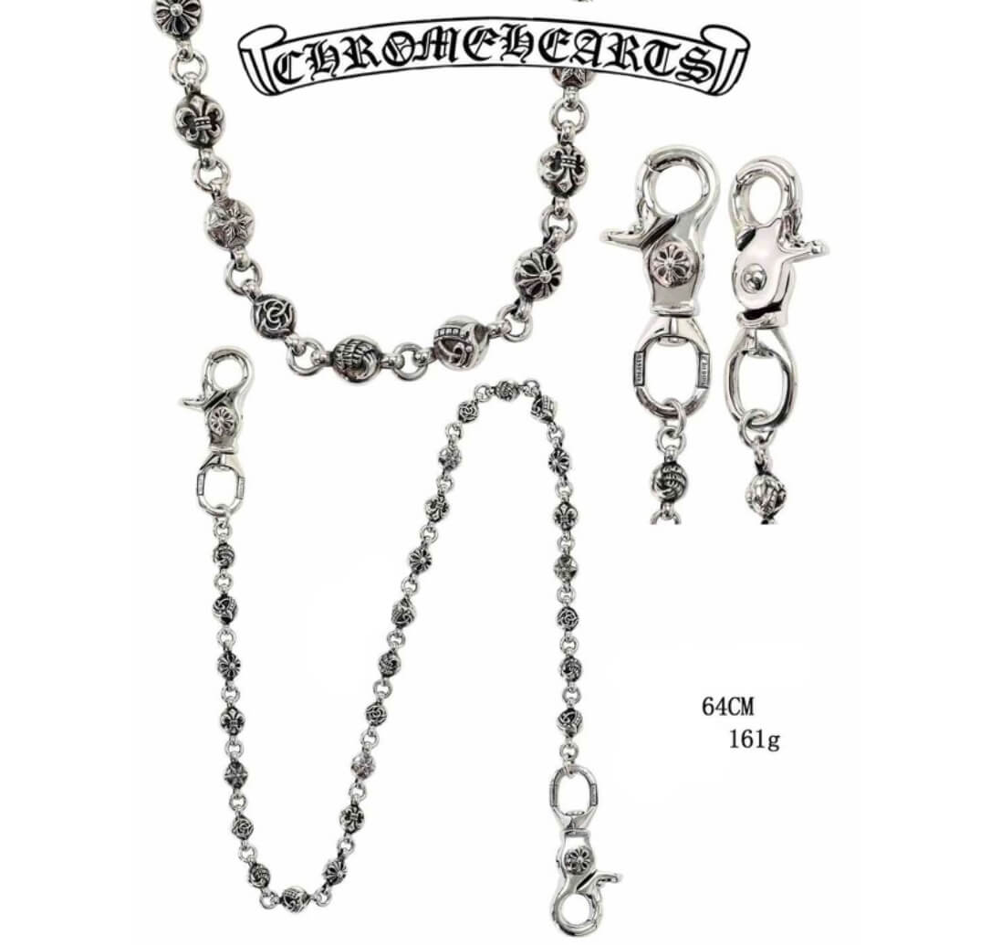 Chrome Hearts Silver Hook + Six-Element Round Bead(64cm)