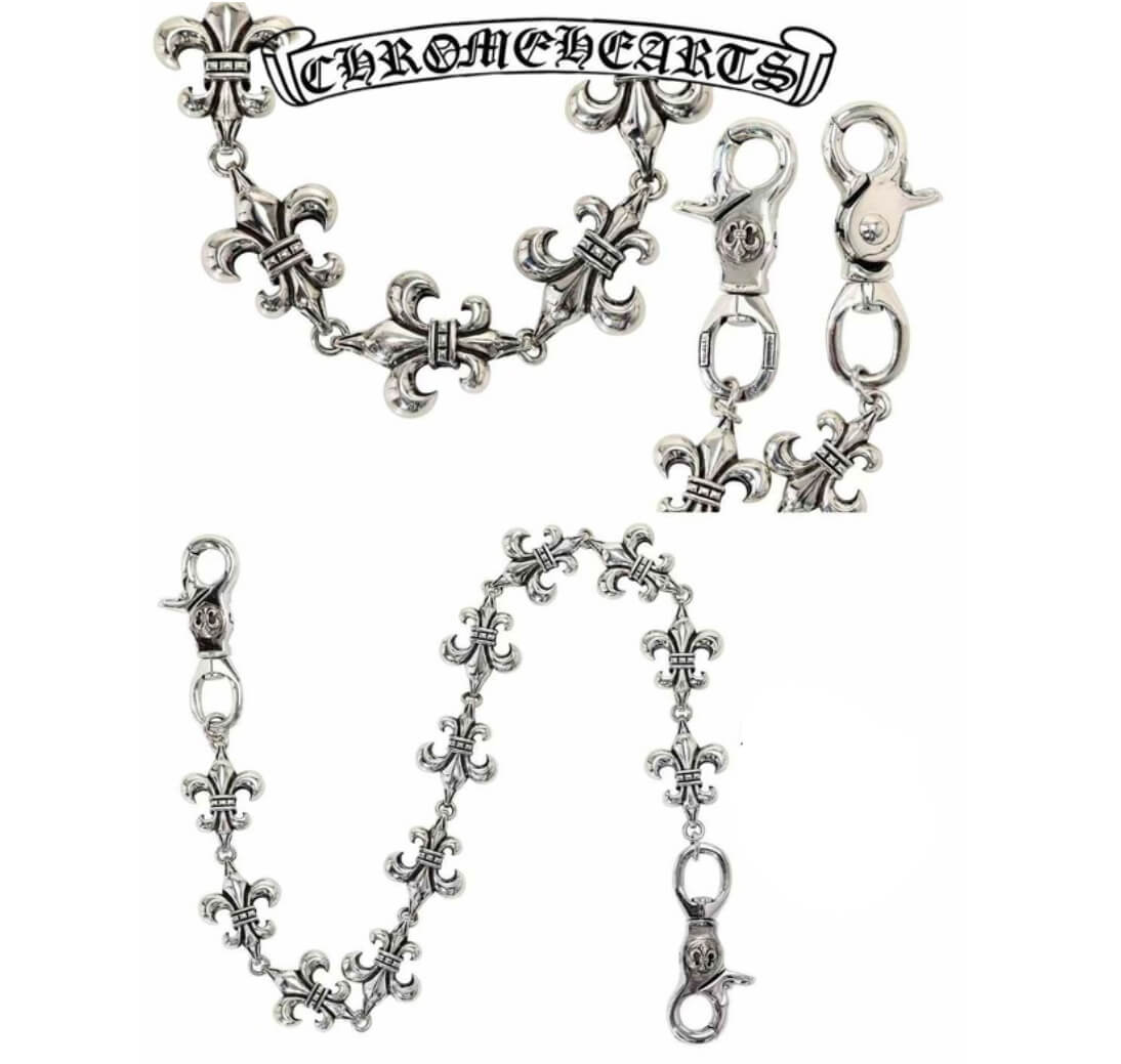 Chrome Hearts Silver Double Clasp Large Bead Necklace(55cm)