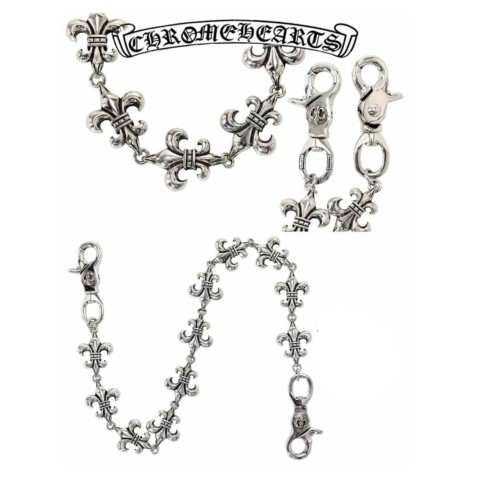 Chrome Hearts Silver Double Clasp Large Bead Necklace(55cm)