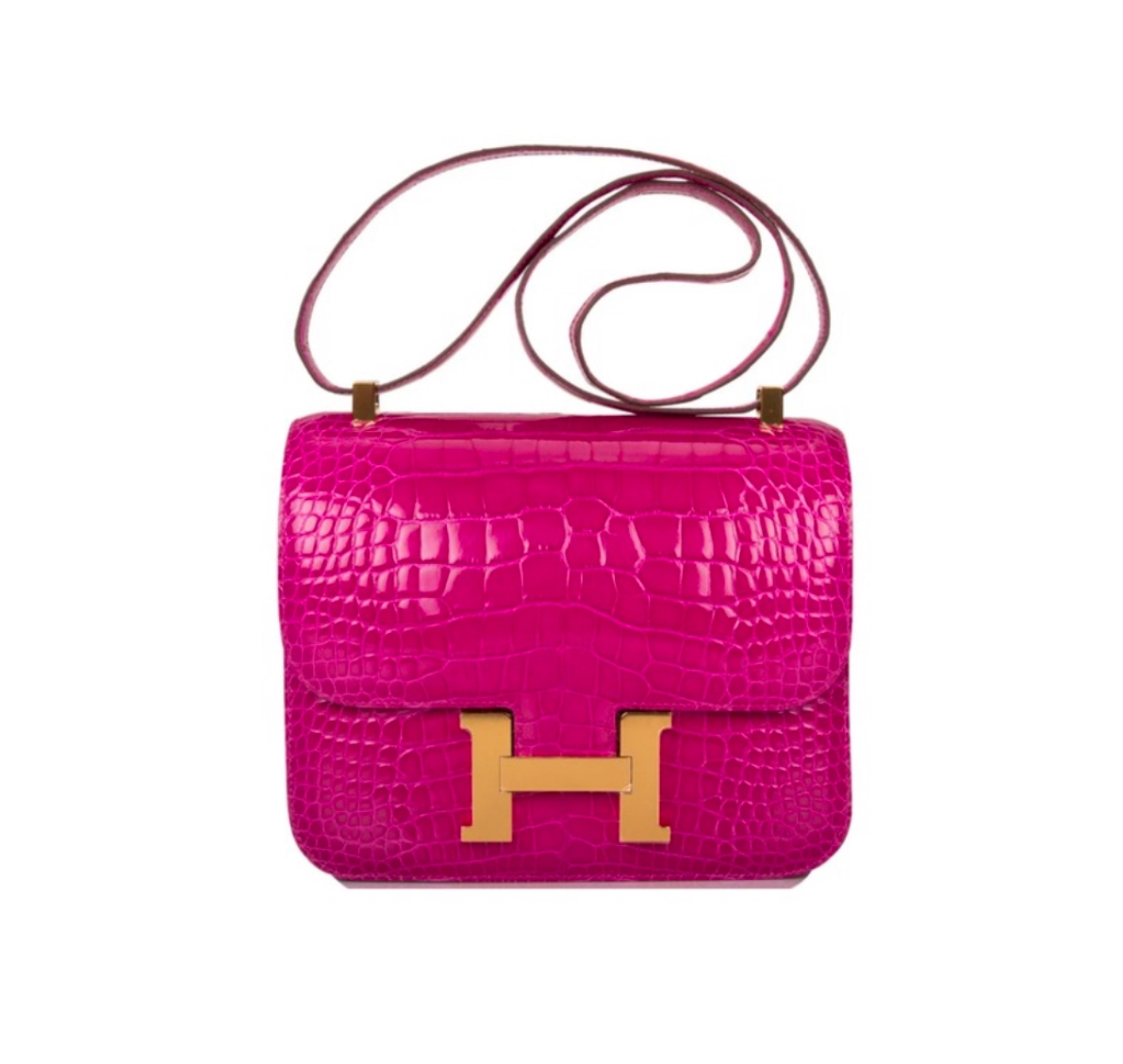 Hermès Constance 24 Rose Scheherazade Shiny Alligator&Gold Hardware