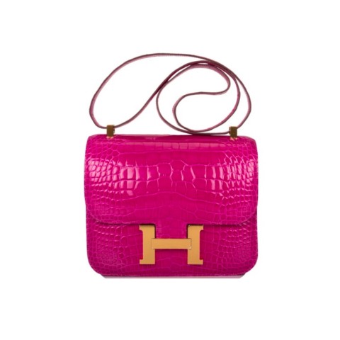 Hermès Constance 24 Rose Scheherazade Shiny Alligator&Gold Hardware