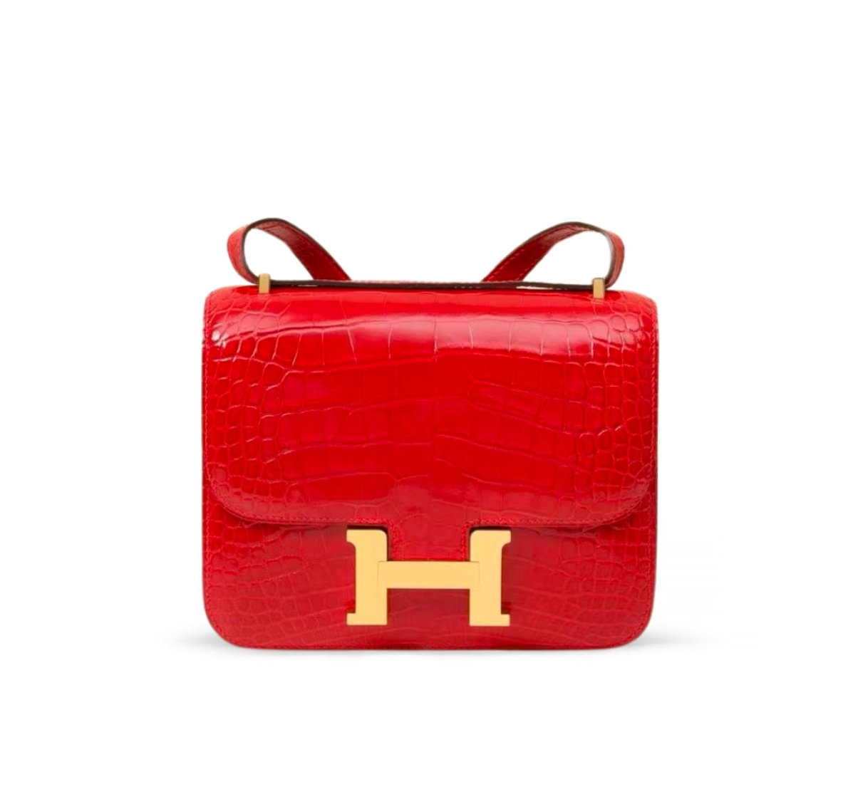 Hermès Constance 24 Rouge de Coeur Shiny Alligator&Gold Hardware