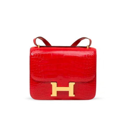 Hermès Constance 24 Rouge de Coeur Shiny Alligator&Gold Hardware