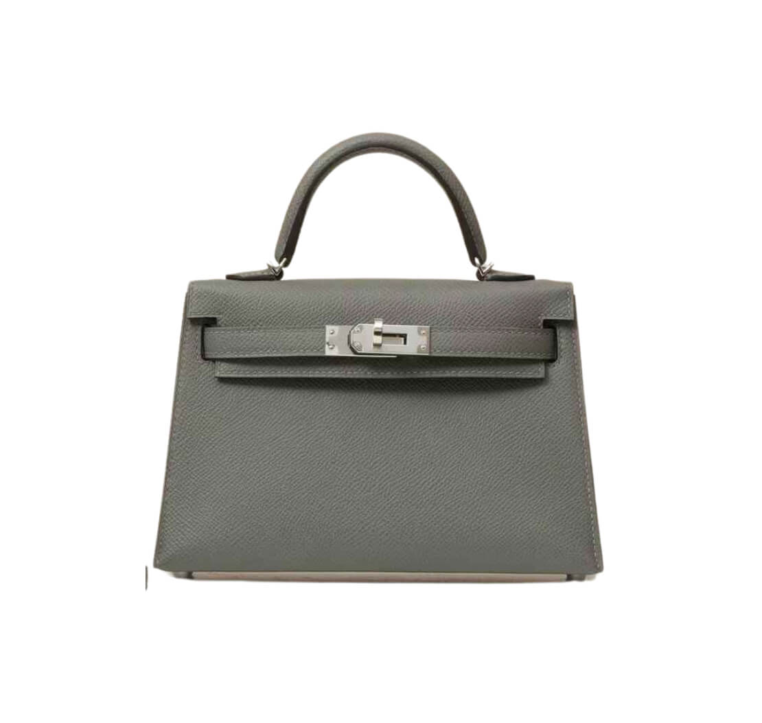 Hermès Mini Kelly Gris Mouette Epsom&Palladium Hardware