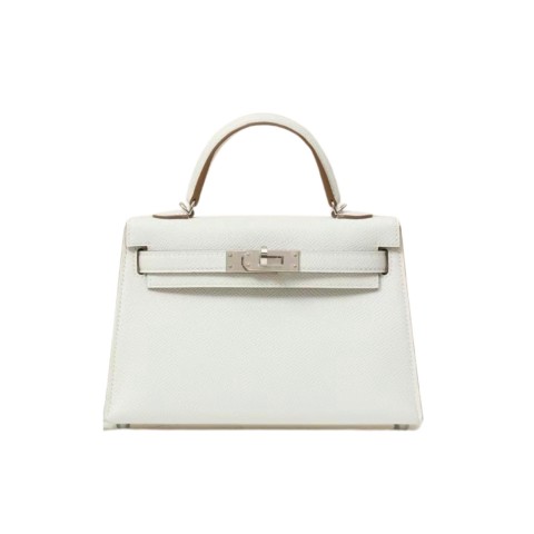 Hermès Mini Kelly White Epsom&Palladium Hardware