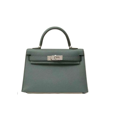 Hermès Mini Kelly Vert Amande Epsom&Palladium Hardware