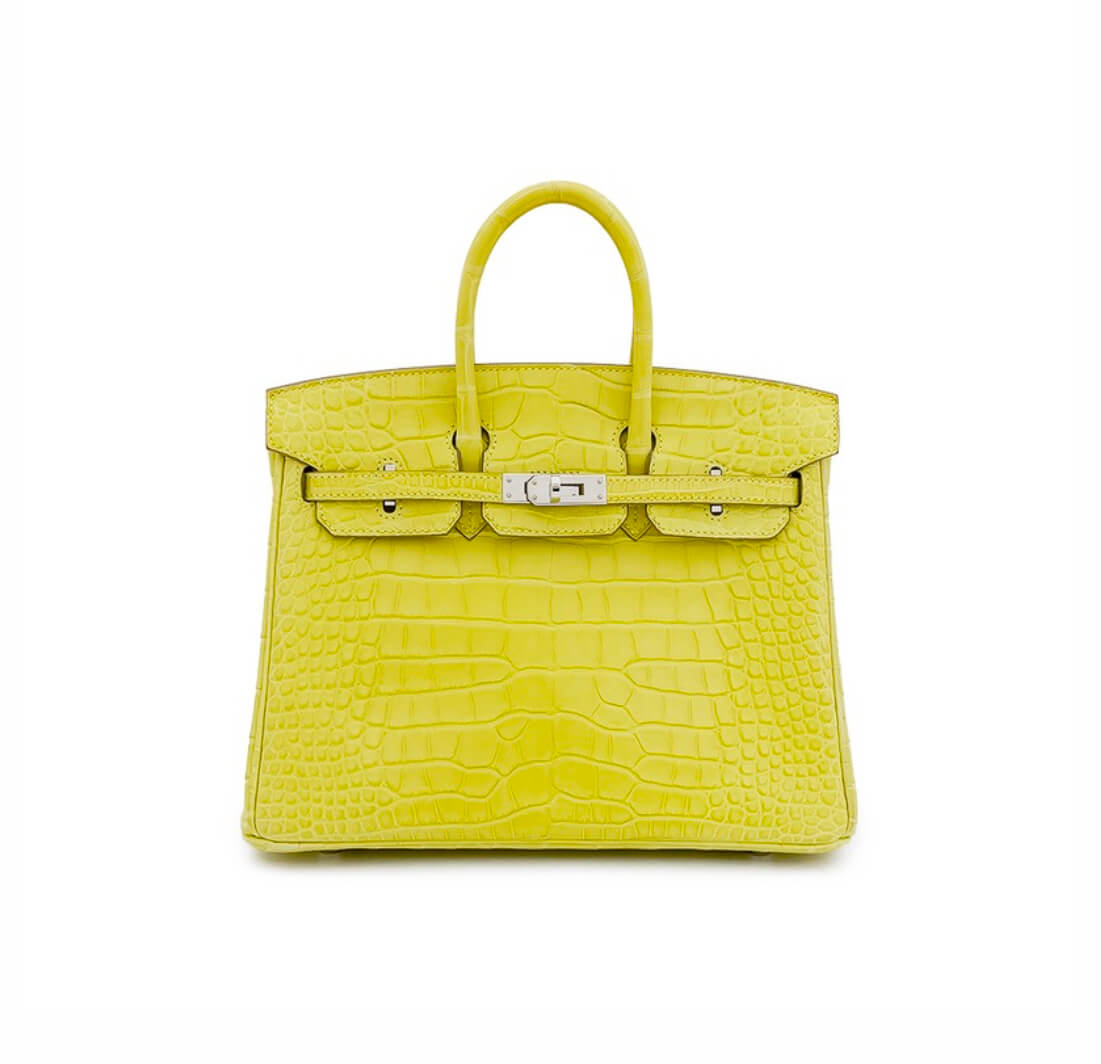 Hermès Birkin25 Lime Yellow Matte Alligator&Palladium Hardware