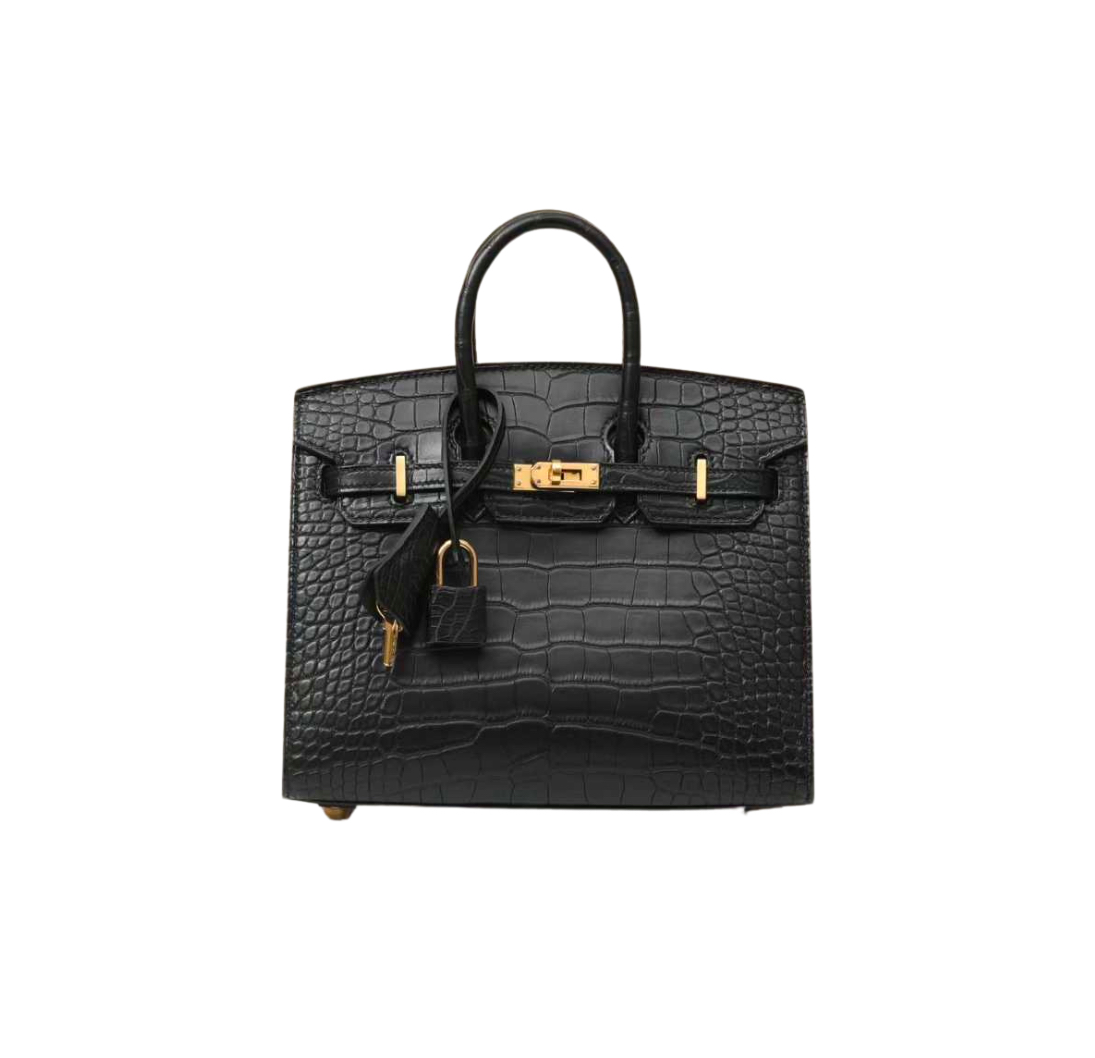 Hermès Birkin20 Sellier Noir Matte Alligator&Gold Hardware