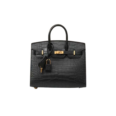 Hermès Birkin20 Sellier Noir Matte Alligator&Gold Hardware