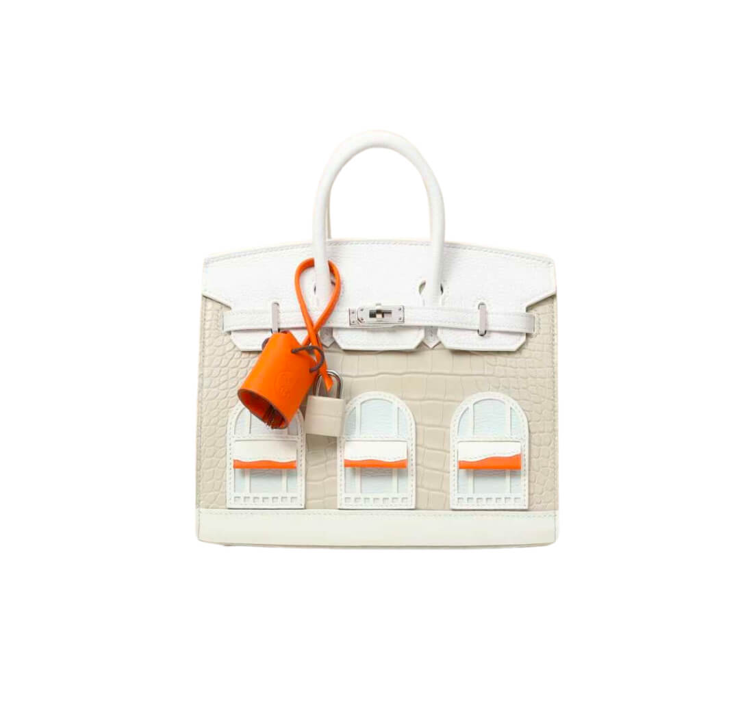 Hermès Birkin20 Sellier Faubourg House White Snow&Palladium Hardware