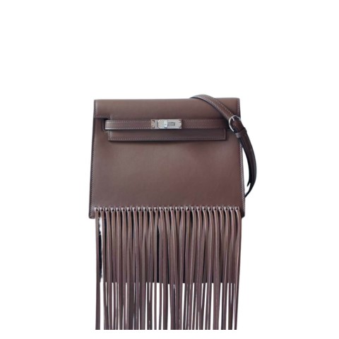 Hermès Kelly Dance Fringe Mocha Swift& Palladium Hardware