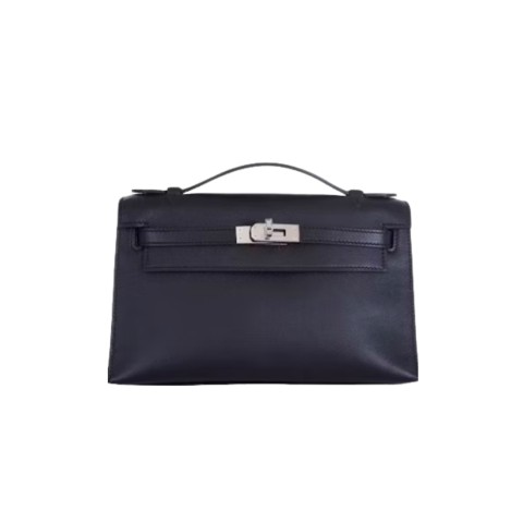 Hermès Kelly Pochette Noir Swift& Palladium hardware