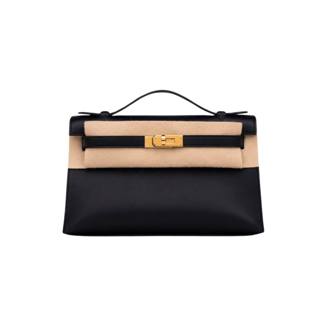 Hermès Kelly Pochette Noir Swift& Gold hardware