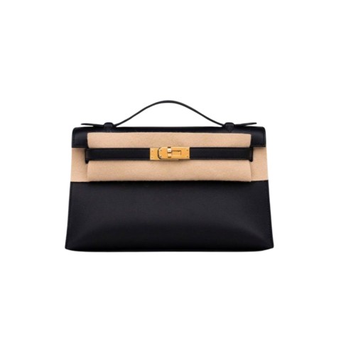 Hermès Kelly Pochette Noir Swift& Gold hardware