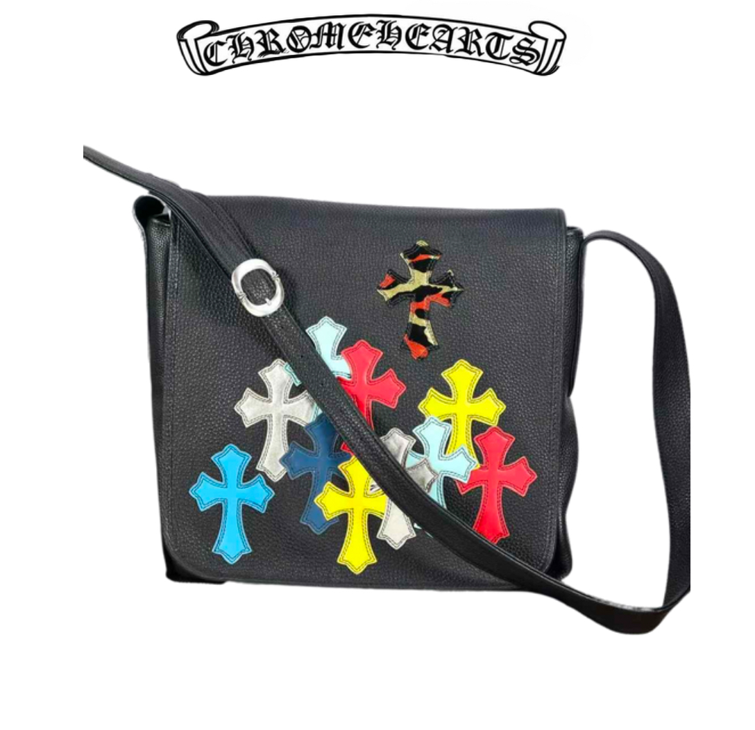 Chrome Hearts Multi-Color Cemetery Cross Patch Mail Bag