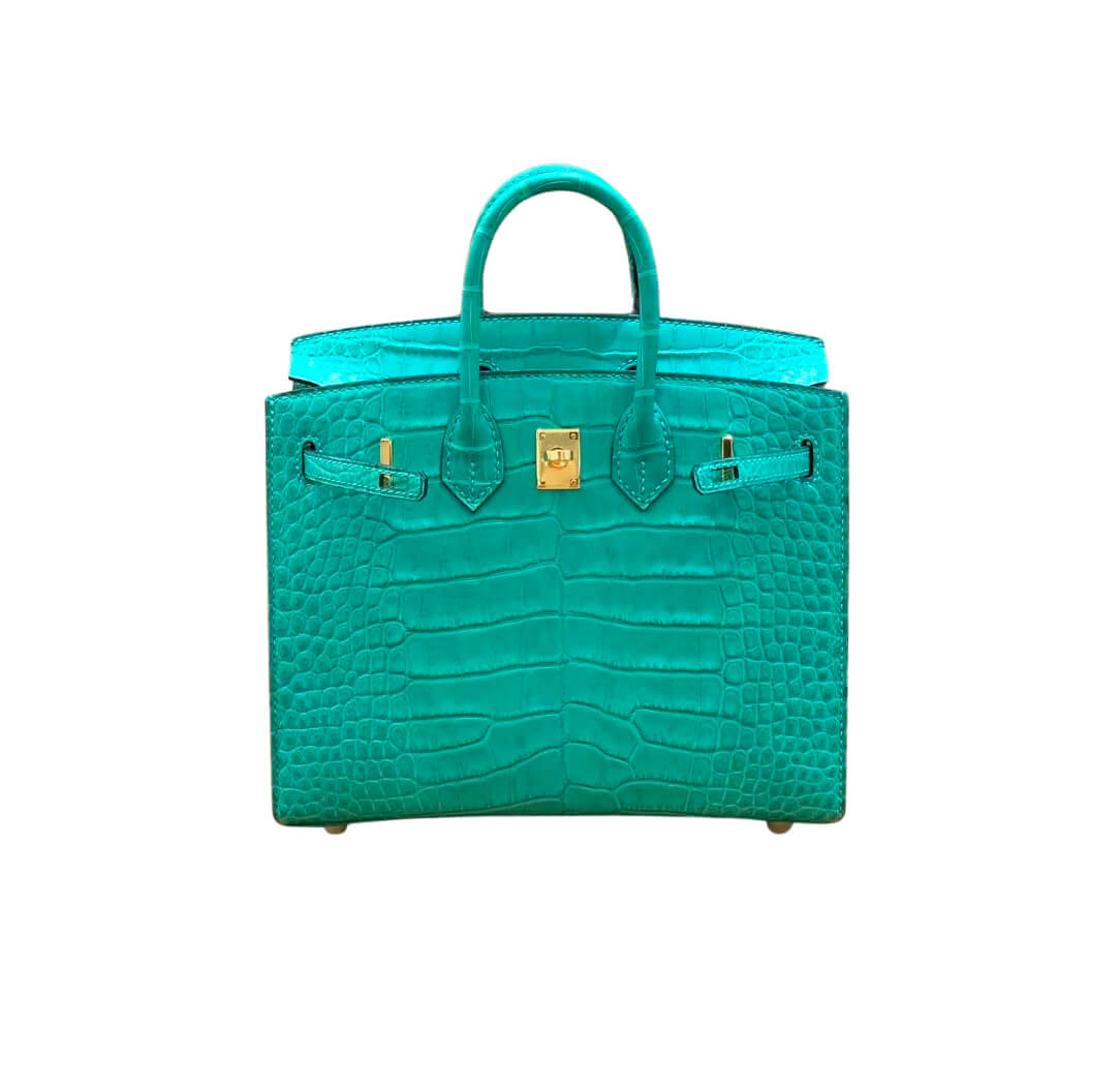 Hermès Birkin20 Sellier Bleu Paon Matte Alligator&Gold Hardware