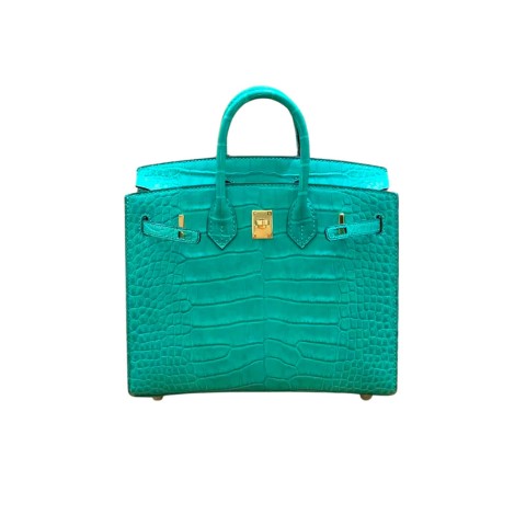 Hermès Birkin20 Sellier Bleu Paon Matte Alligator&Gold Hardware