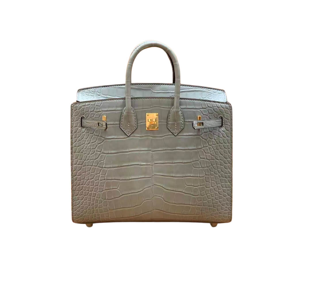 Hermès Birkin20 Sellier Ciment Matte Alligator&Gold Hardware