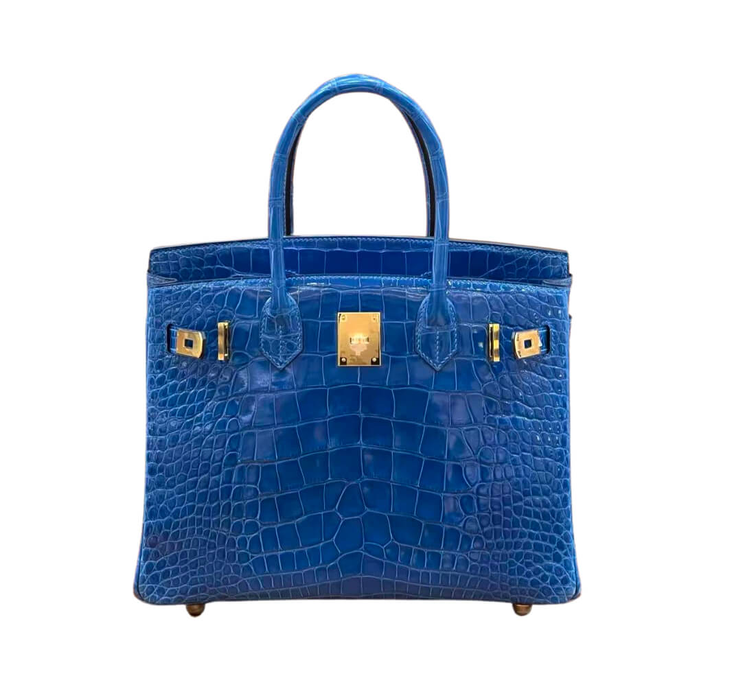 Hermes Birkin30 Blue Electric Shining Alligator&Gold Hardware