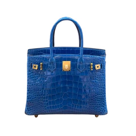 Hermes Birkin30 Blue Electric Shining Alligator&Gold Hardware