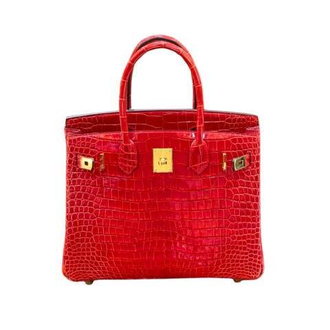 Hermes Birkin30 Rouge H Electric Shining Alligator&Gold Hardware