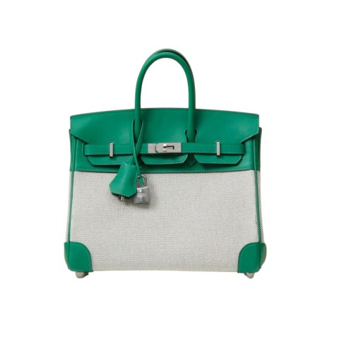 Hermès 25cm Birkin Quadrille Vert Vertigo &Swift Leather Toile Palladium Hardware