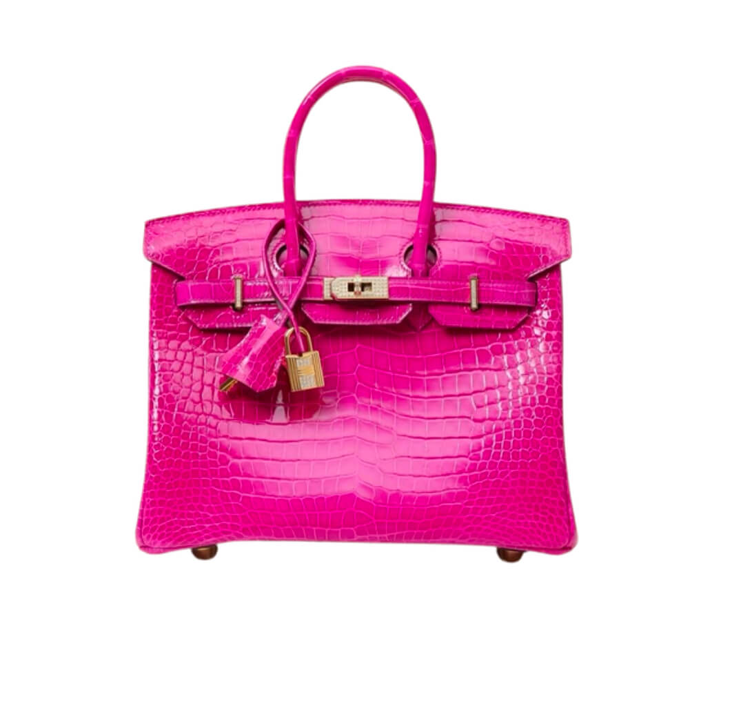 HERMÈS Birkin 25 Rose Scheherazade Alligator& Gold Hardware