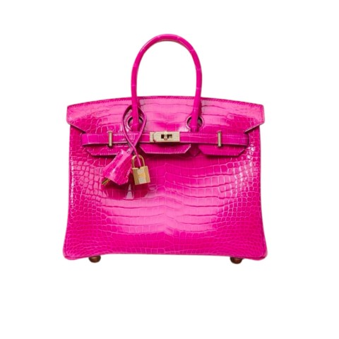 HERMÈS Birkin 25 Rose Scheherazade Alligator& Gold Hardware