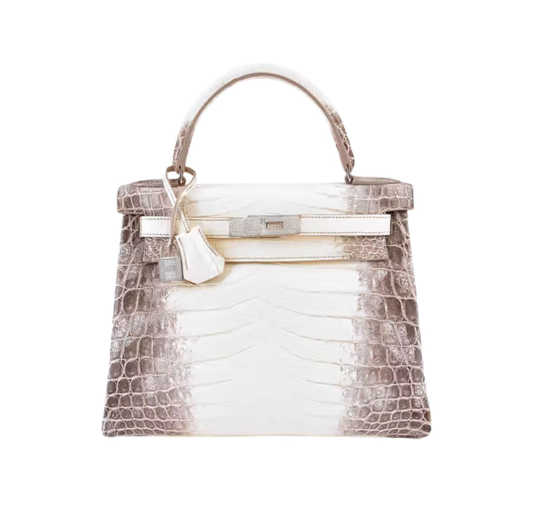 Hermes Kelly28 Diamond Himalaya Blanc Matte Niloticus Crocodile&18k White Gold Hardware