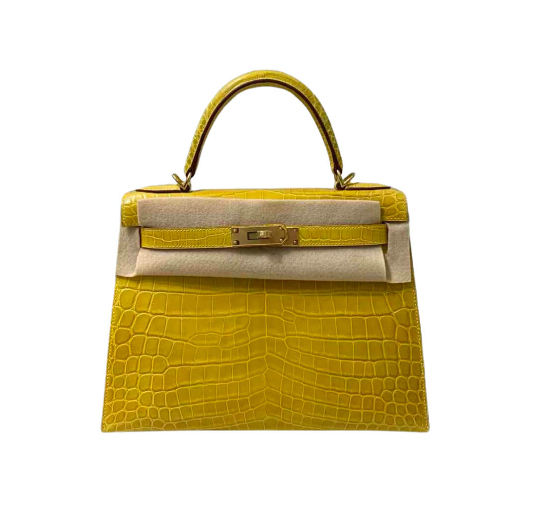 Hermès Kelly25 Mimosa Shiny Alligator&Gold Hardware