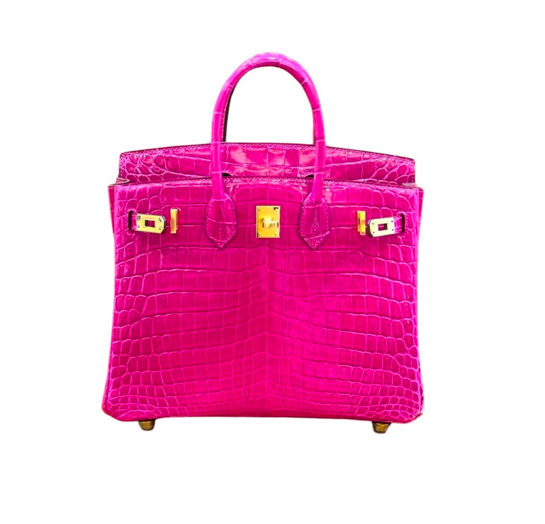 Hermès Birkin25 Rose Scheherazade Shiny Alligator&Gold Hardware