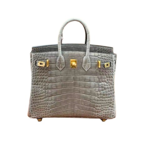 Hermès Birkin25 Gris Cement Shiny Alligator&Gold Hardware