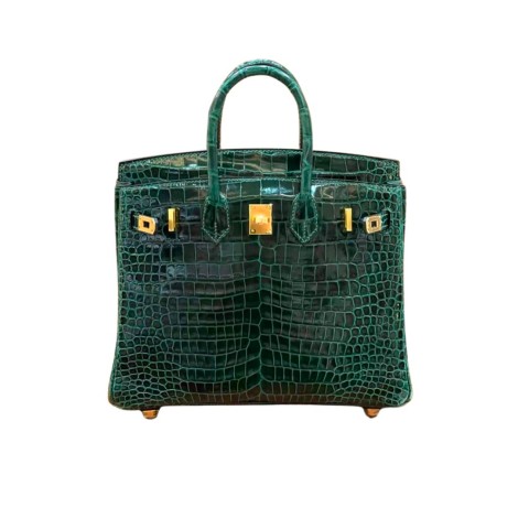 Hermès Birkin25 Vert Foncé Shiny Alligator&Gold Hardware