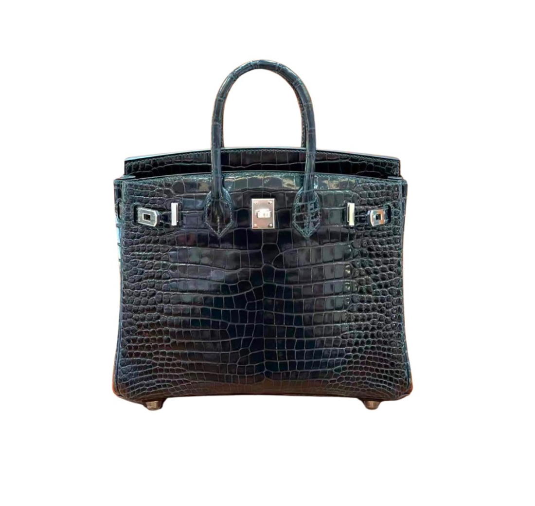 Hermès Birkin25 Noir Shiny Alligator&Gold Hardware